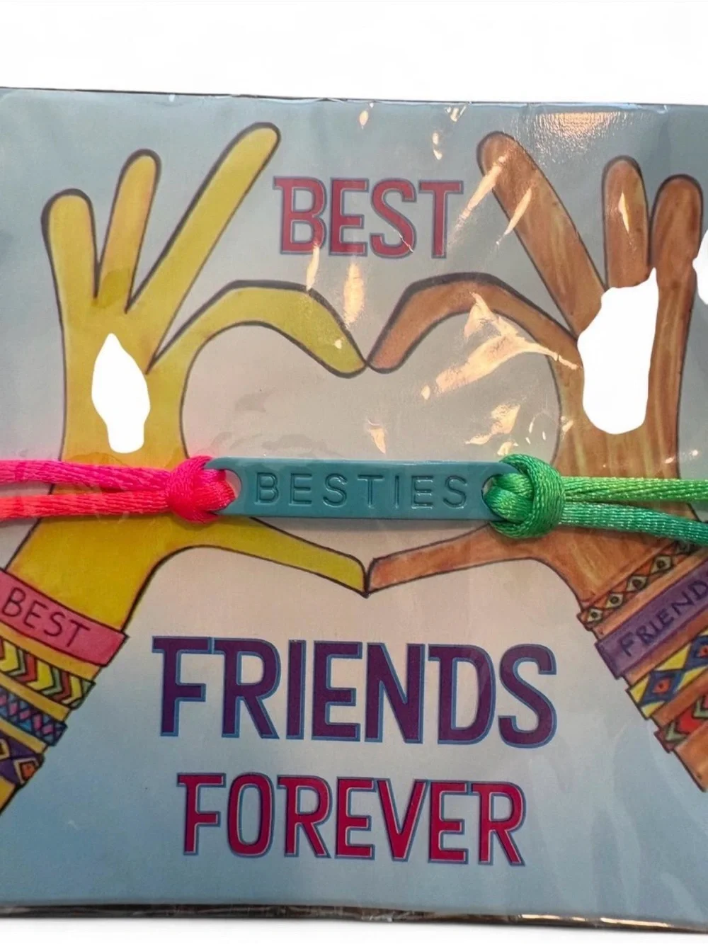 ❤️$2 BUNDLED- Besties Friends Forever Pink & Green Friendship Bracelet